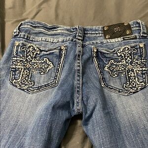 Miss Me Blue Boot Cut Jeans with Embellished Pockets